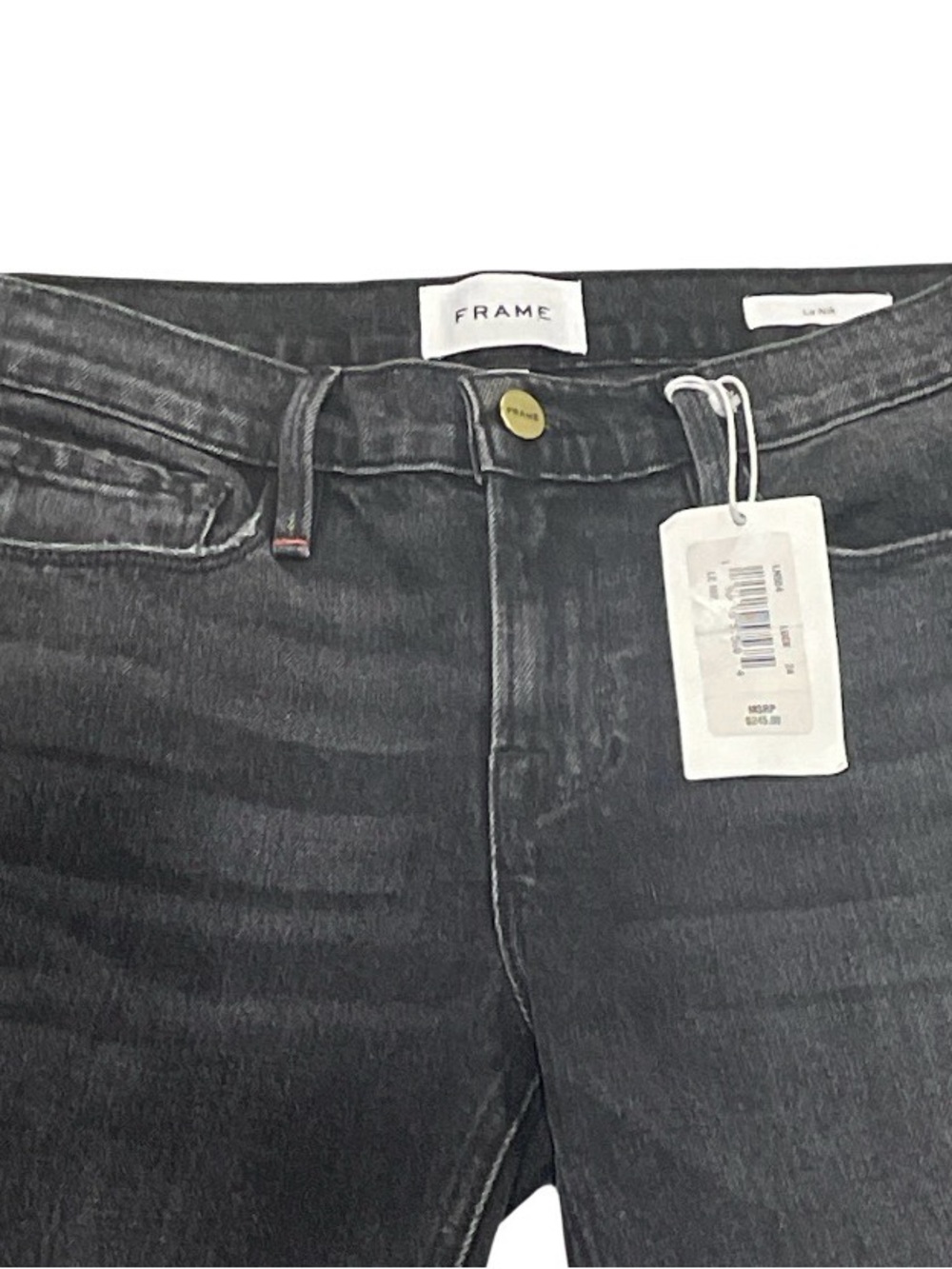 FRAME Le Nik Black Low Rise Straight Leg Jeans Size 24 NWT - Picture 2 of 4